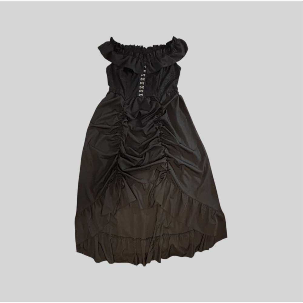 Women's XL Off Shoulder Corset Style Black Dress Goth Dark Steampunk Ren Faire